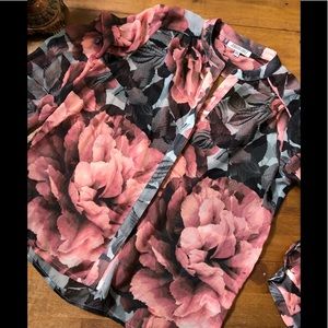 Jennifer Lopez Button Up Floral Blouse